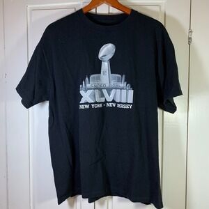 Super Bowl XLVIII NFL Team Apparel T Shirt Black XL New Jersey 2013 2014 Fooball